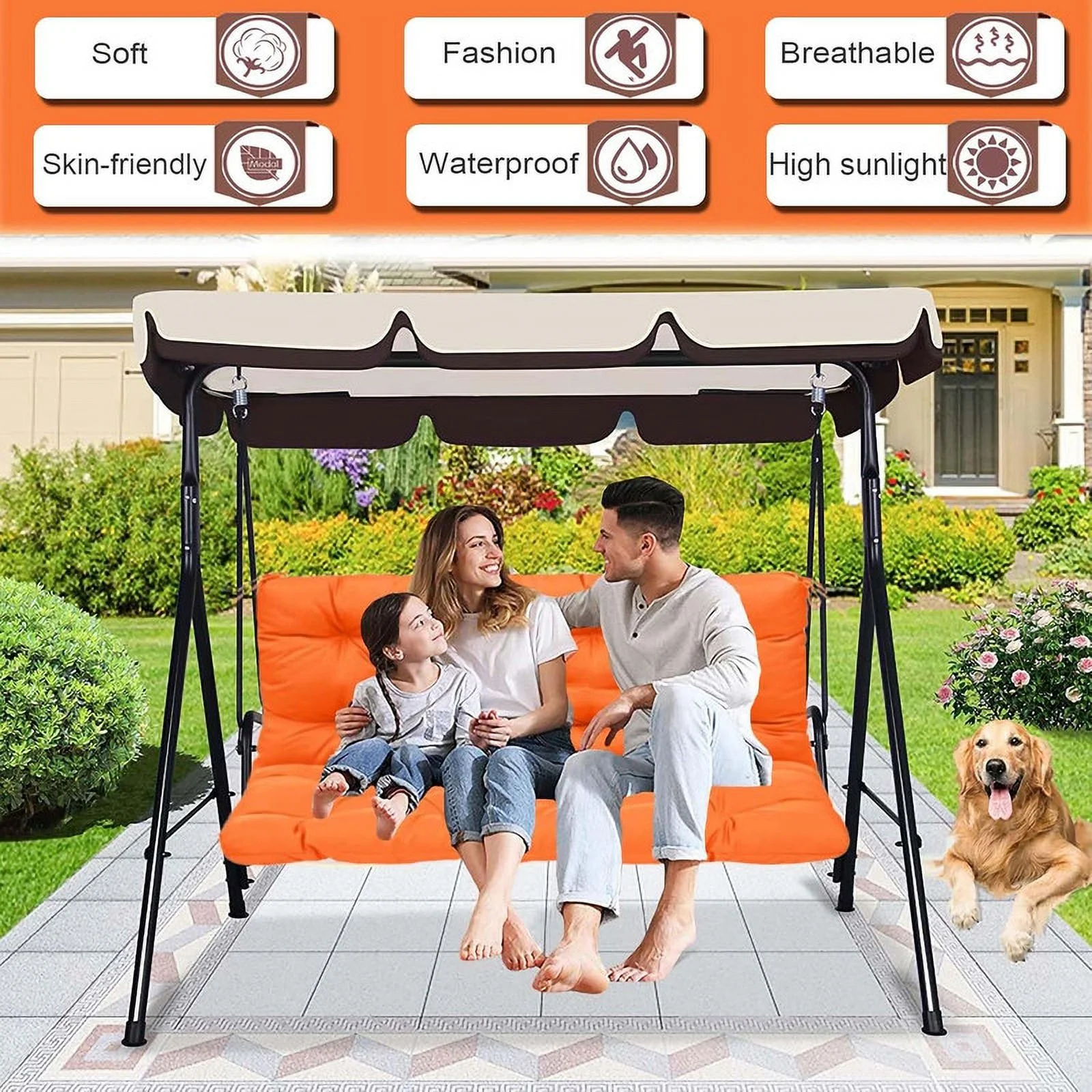 Replacement Cushions for Swing, Waterproof Porch Swing Cushion, 2-3 Seat Outdoor Bench Cushion with Backrest for Patio Furniture Garden Porch Loveseat Glider Pad (Sky Blue 70*40in)