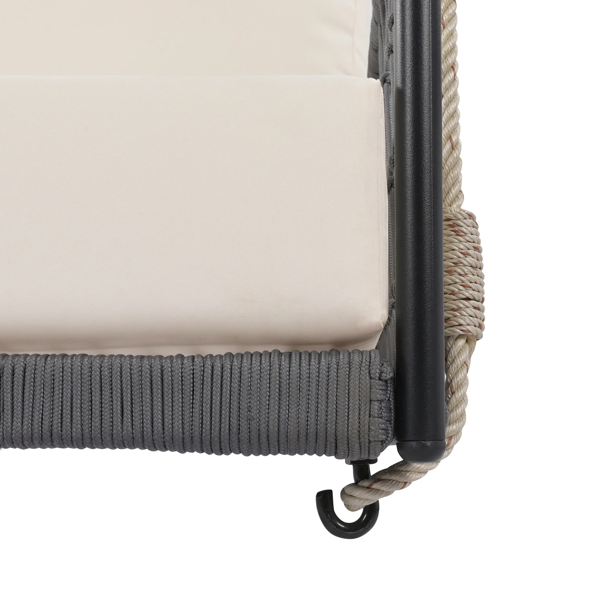 Harper & Bright Designs PE Ratten Porch Swing Chair, 2-Seater Hanging Swing Bench with Chains, All Weather Design Patio Furniture Swing for Backyard Garden Poolside, Grey and White
