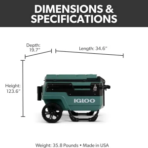 70Qt Wheeled Cooler Insulated Hard Shell Ice Chest