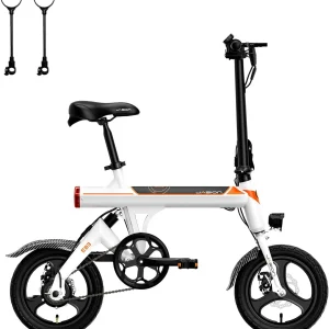 Jasion EB3 Electric Bike Adults 21mph, 500W Peak Motor, 270Wh Battery, Rear Suspension, 3 Levels Assist, 14′′ Folding Ebike for Adults and Teens, Complies to UL2849