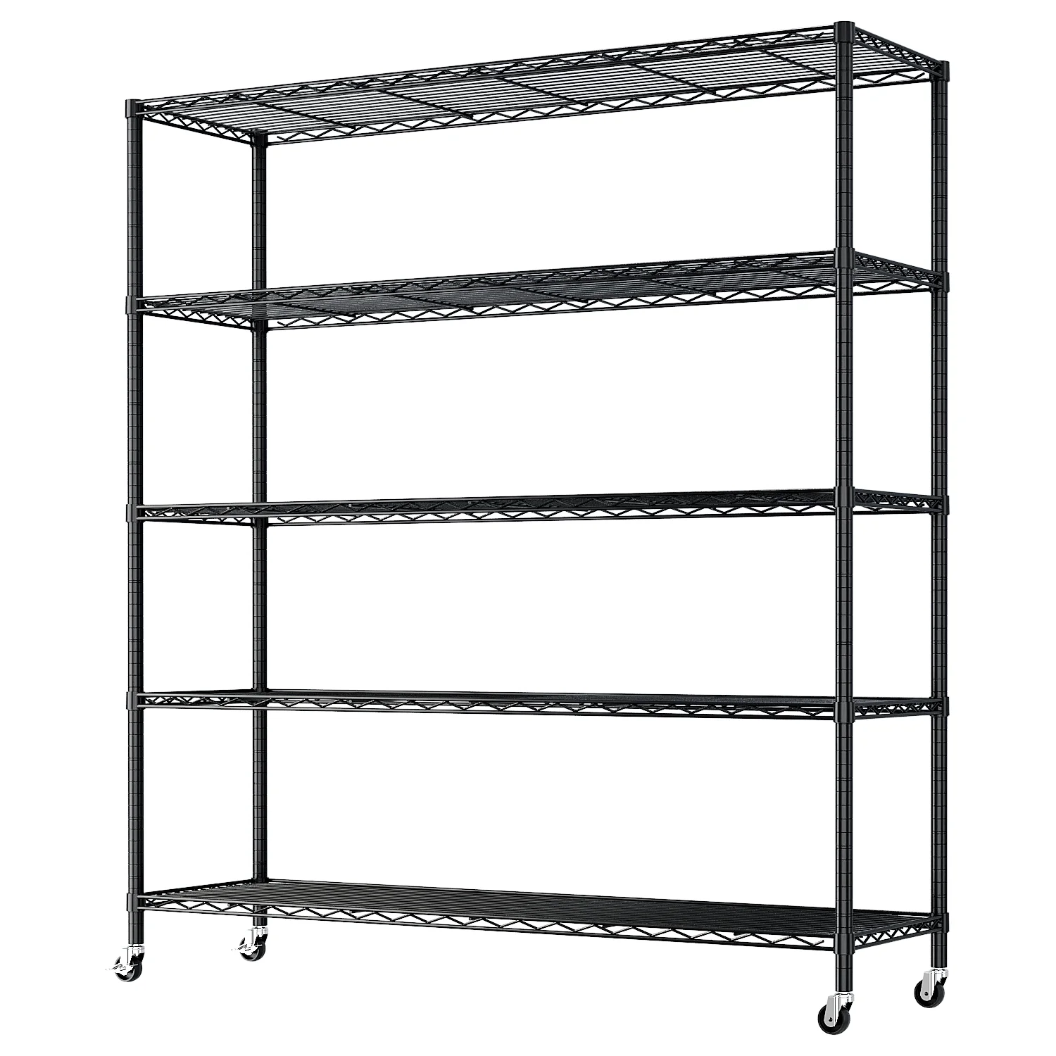 Ktaxon 5-Tier Steel Shelving Unit with Wheels, 46"W Storage Shelving Rack, Heavy Duty Adjustable Wire Shelf, 46"W x 72" H x 18" D