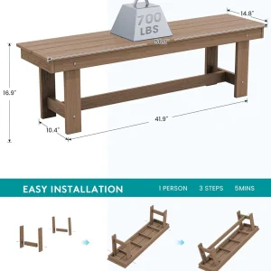 SERWALL 7-Piece Patio Table Set, Outdoor HDPE Dining Furniture with Umbrella Hole, All Weather Table and Chairs for Lawn, Garden, Poolside, Aruba
