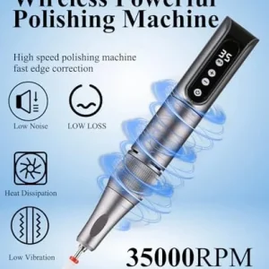 Cordless USB Polishing Machine,Portable Electric Mini Precision Polisher Repair Fine Surface Edge Correction and Cleaning 35000 RPM Rechargeable Polish Tool Kits with 11-Piece Head Kit & Travel Case