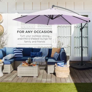 Best Choice Products 10ft Offset Hanging Outdoor Market Patio Umbrella w/ Easy Tilt Adjustment - Tan