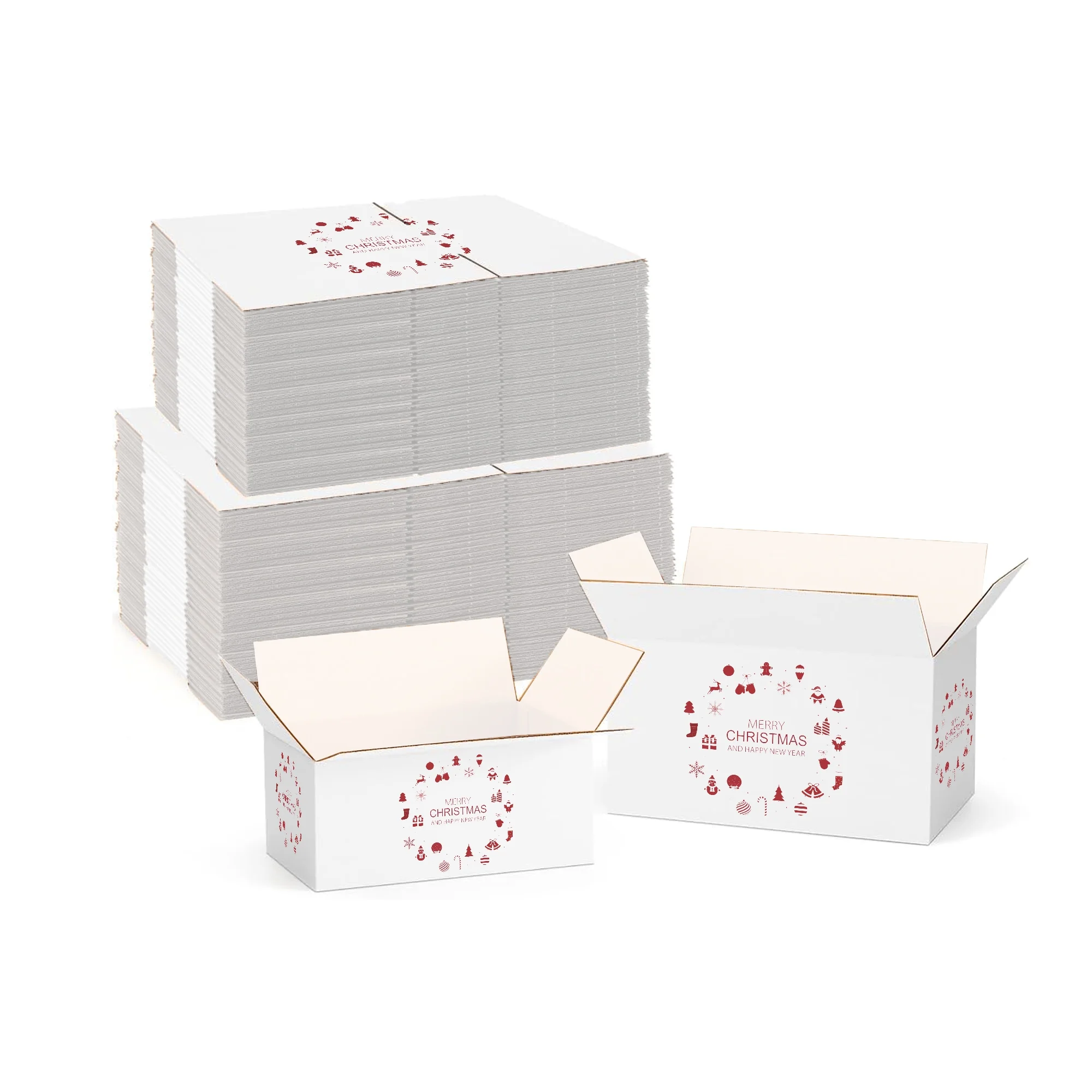 Ucanpack 50 Pcs Christmas Mailer Box 9x4x3", Made In USA- New Year Holiday Mailing Gift Boxes, WhiteDecorative Shipping Boxes, Gift Boxes In Bulk, Tuck Top Boxes