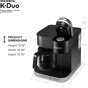 Duo Single Serve K-Cup Pod & Carafe Coffee Maker, Black