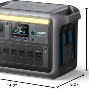 Portable Power Station 1800W (2400W Peak) Solar Generator 58 Minutes to Fully Charge