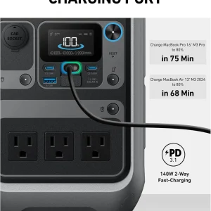 Anker Solar Generator SOLIX C300 with 60W Solar Panel, 288Wh Portable Power Station, 300W (600W Surge), LiFePO4 Battery, 140W Two-Way Fast Charging, for Outdoor Camping, Traveling, and Emergencies