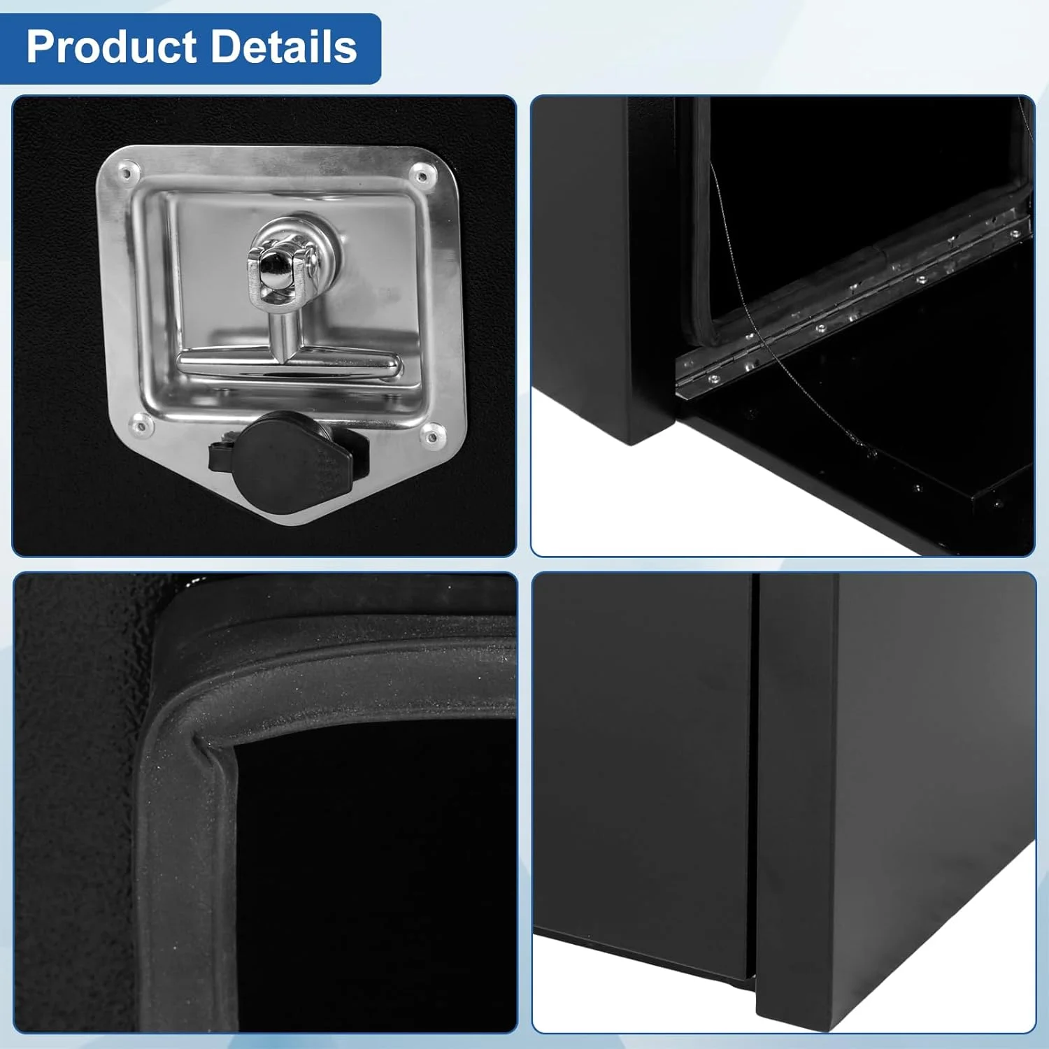 Comfor 26.5 x 12 x 11.8 inch Trailer Tongue Box with Handled-Lock Black Steel Heavy Duty Underbody Truck Box Truck Storage Organizer for Pick Up, Trailer
