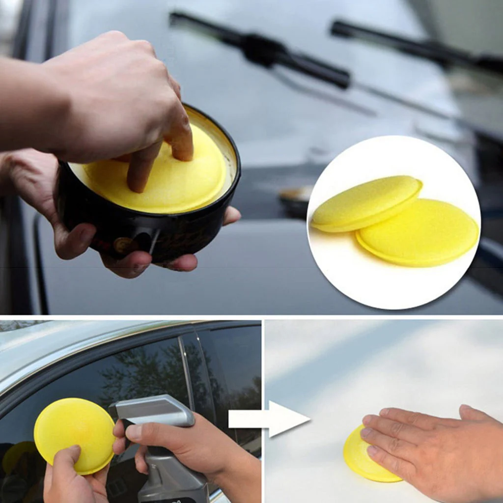 FAFWYP 12 Pcs Yellow Car Wax Foam Applicator - Car Detailing Tool for Waxing Kit Glaze Sealant Liquid Paste | Paint & Auto Part Accessories | Car Wash Kit Household Cleaning Supplies