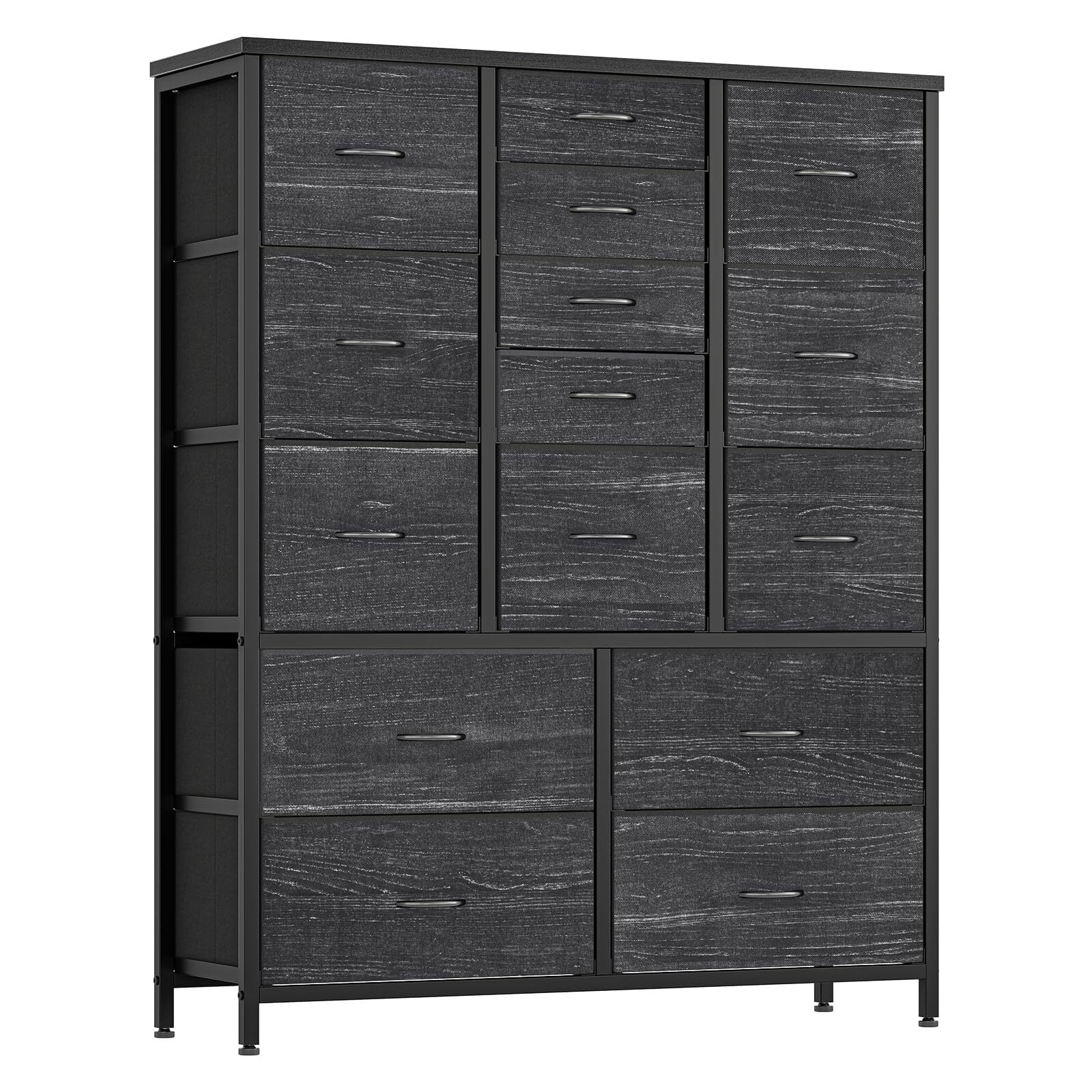 Garvee 15 Drawers Dresser for Bedroom Tall Chest of Drawers, Metal Frame & Wood Top Storage Organizer Cabinet with Fabric Drawers for Living Room, Entryway, Hallway, Closet, White