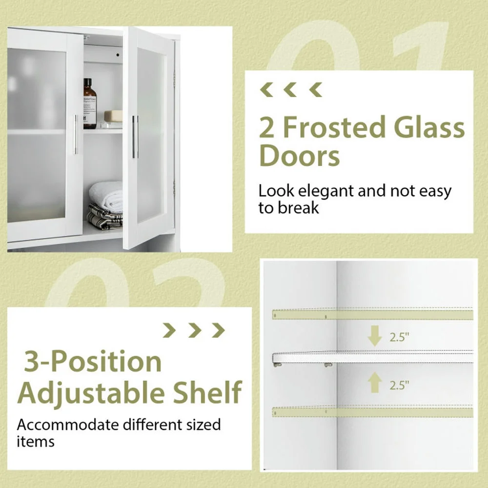 Yardi Yard Over the Toilet Bathroom Storage Cabinet with Adjustable Shelf, Bathroom Organizers and Storage