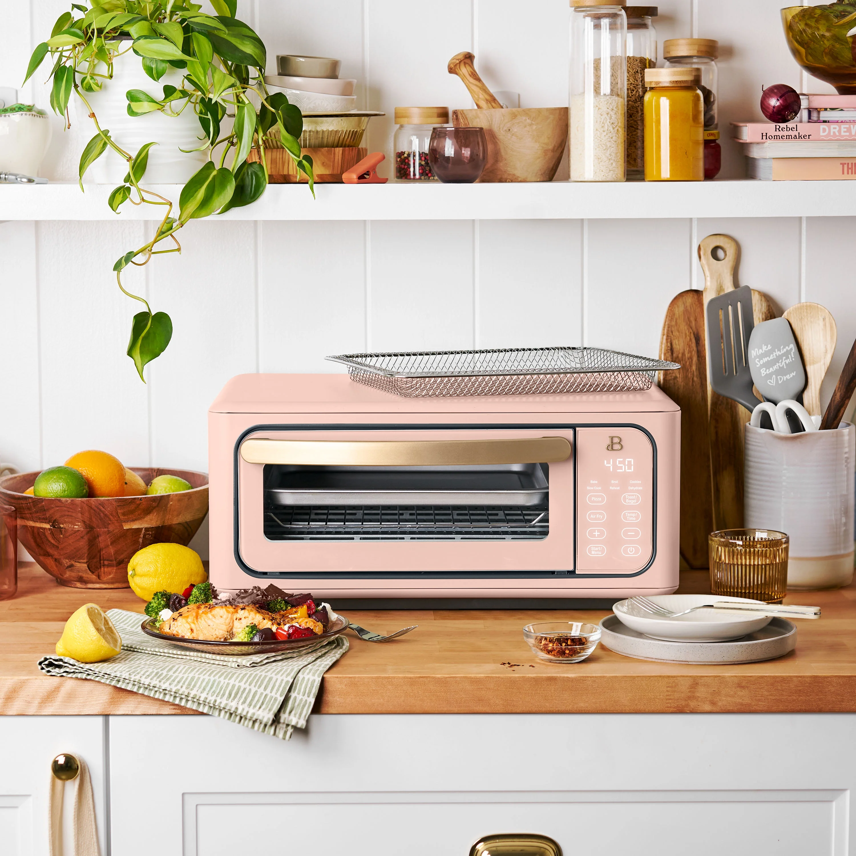 Beautiful Infrared Air Fryer Toaster Oven, 9-Slice, 1800 W, White Icing by Drew Barrymore