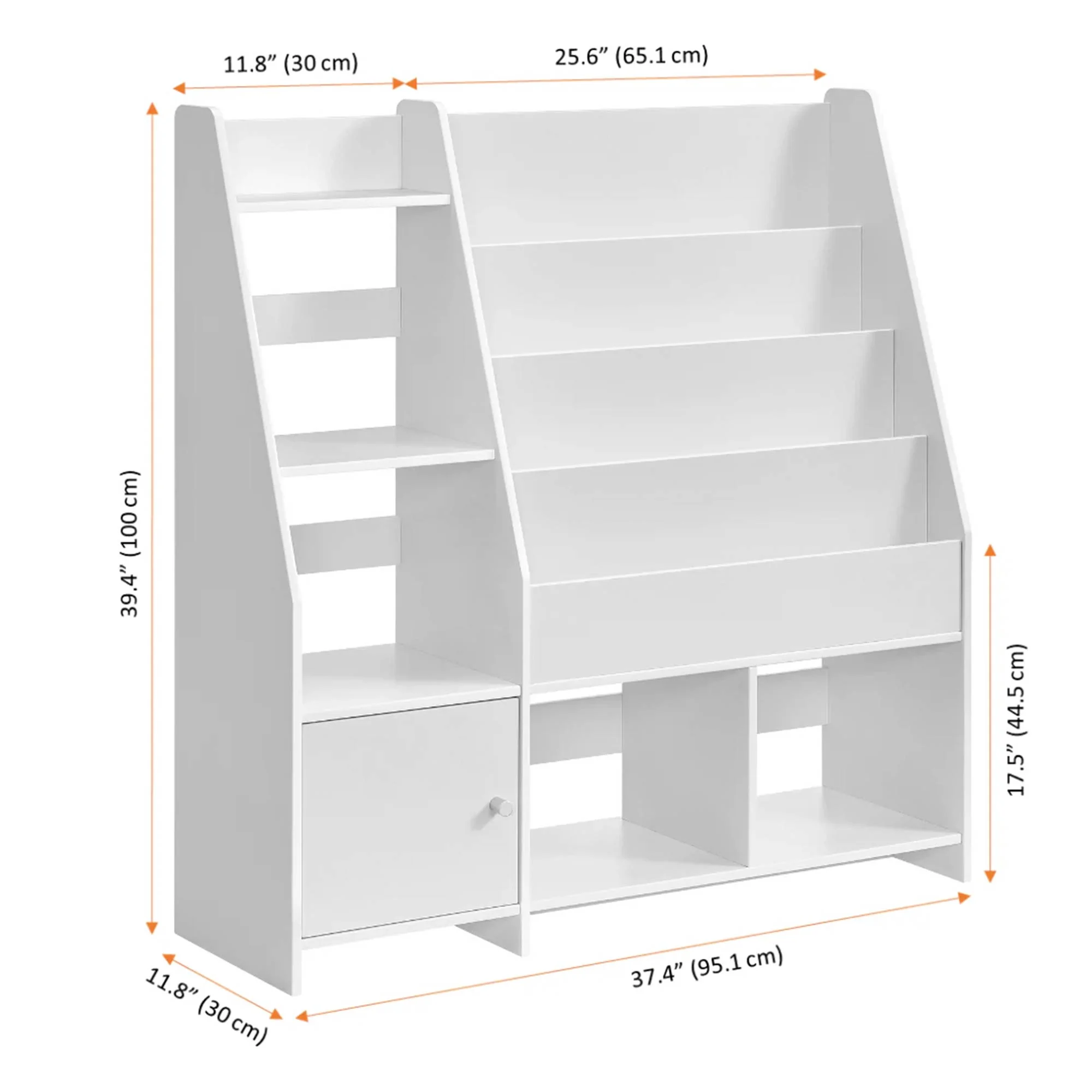 Sturdis Kids Toy Storage Organizer With Bookshelf and White Bins