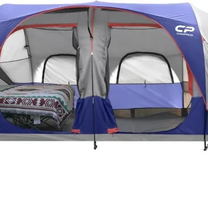 CAMPROS CP Tent 12-Person-Camping-Tents,3 Room Family Tents,Waterproof Windproof Family Tent with Top Rainfly,6 Large Mesh Windows,Double Layer,Easy Set Up, Portable with Carry Bag-20' x 9' x 72"(H)