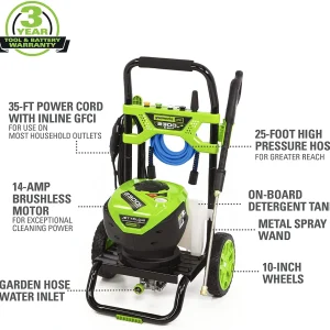 Greenworks 2300-PSI 14 Amp 2.3-GPM Brushless Pressure Washer GPW2300 5118002VT
