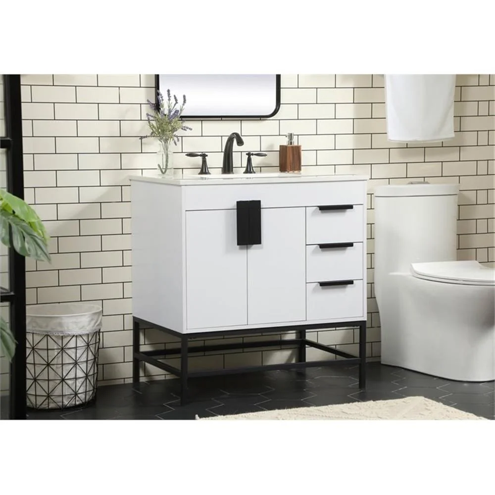 Elegant Kitchen and Bath 32 Inch Single Bathroom Vanity In Green