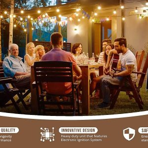 Fire Sense Pyramid Flame Patio outdoor propane Heater Tower with Wheels Coronado Brushed Bronze