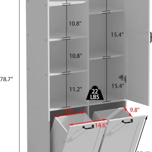 Storage cabinet with laundry basket, display cabinet