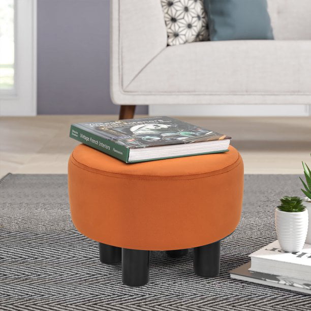 Homebeez Round Footstool Small Upholstered Ottoman Sofa Footrest Stool Padded Seat for Living Room Bedroom Entrance Home Decor