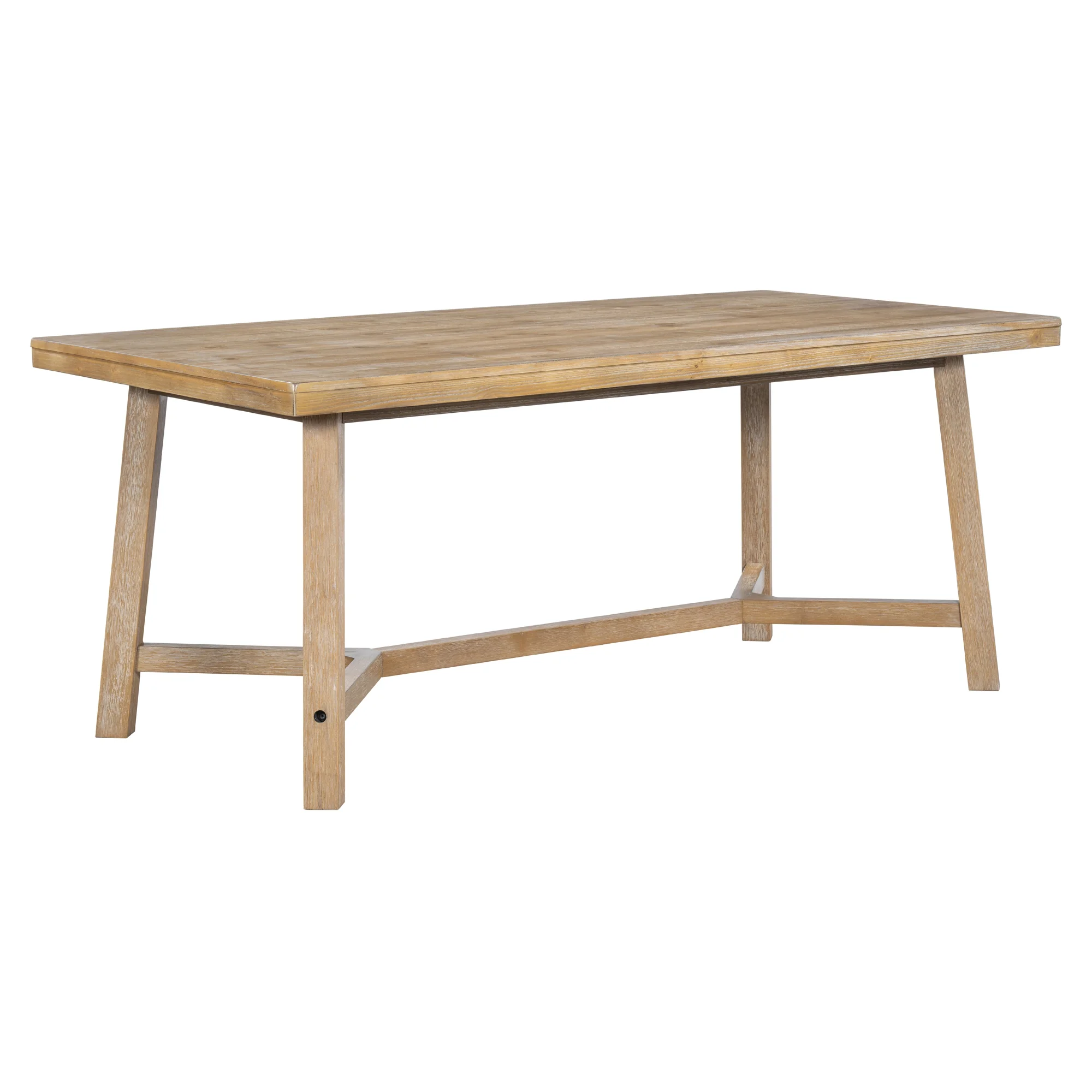 Prehome 6-piece Retro Farmhouse Dining Set, Wood Rectangular Table and 4 Upholstered Rattan Chairs, Bench, Dining Table Set for 5-7, Dining Table Set for Kitchen Dining Room Dorm Apartment, Wood Wash