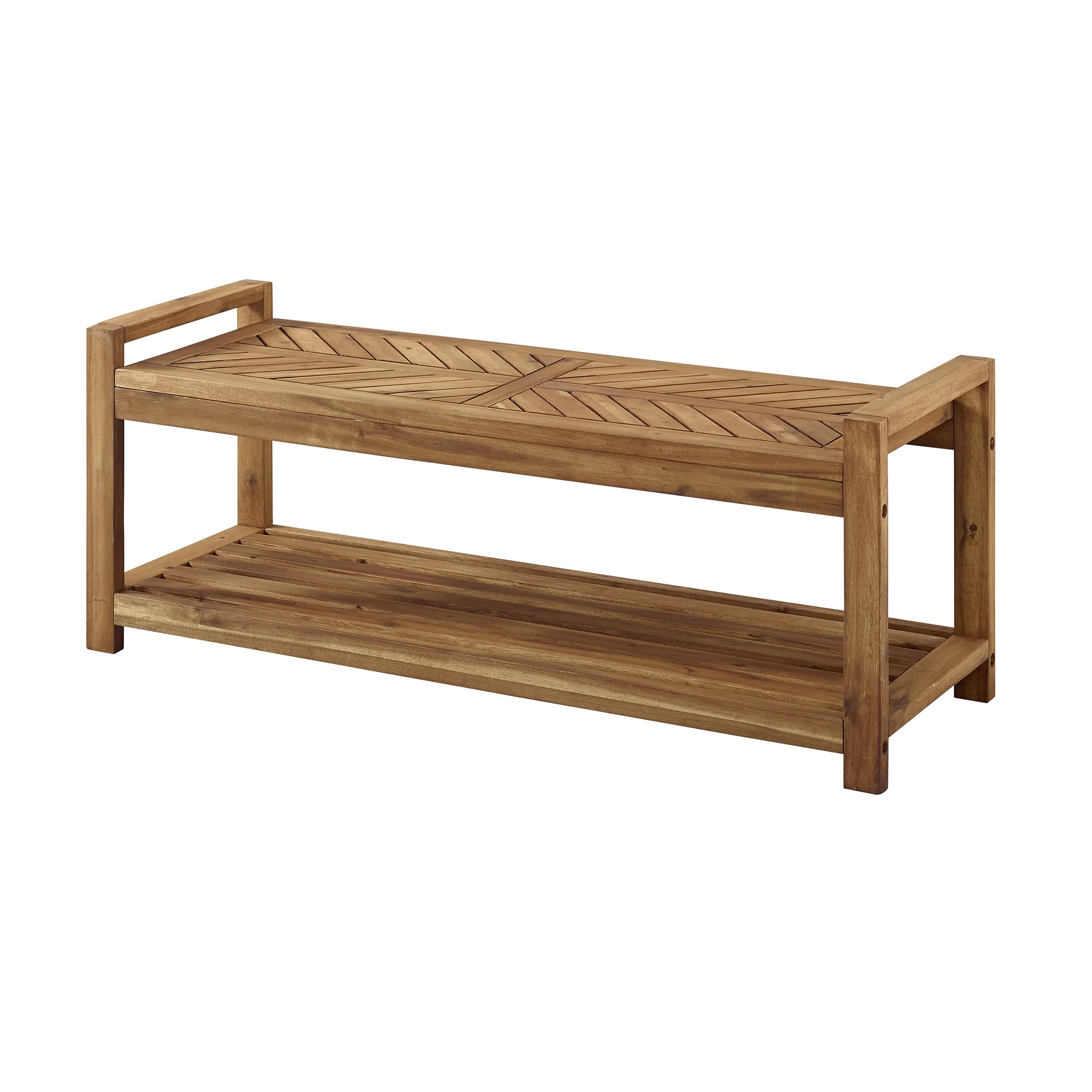 Manor Park Chevron Outdoor Storage Acacia Wood Bench - Brown