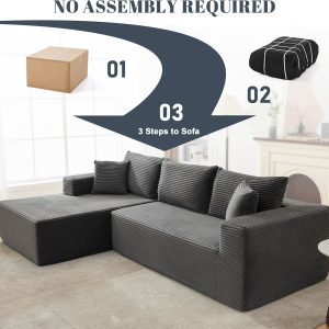 110 Cloud Sectional Couch, Boneless Sofa for Living Room Modular Sectional Sofa with Deep Seat