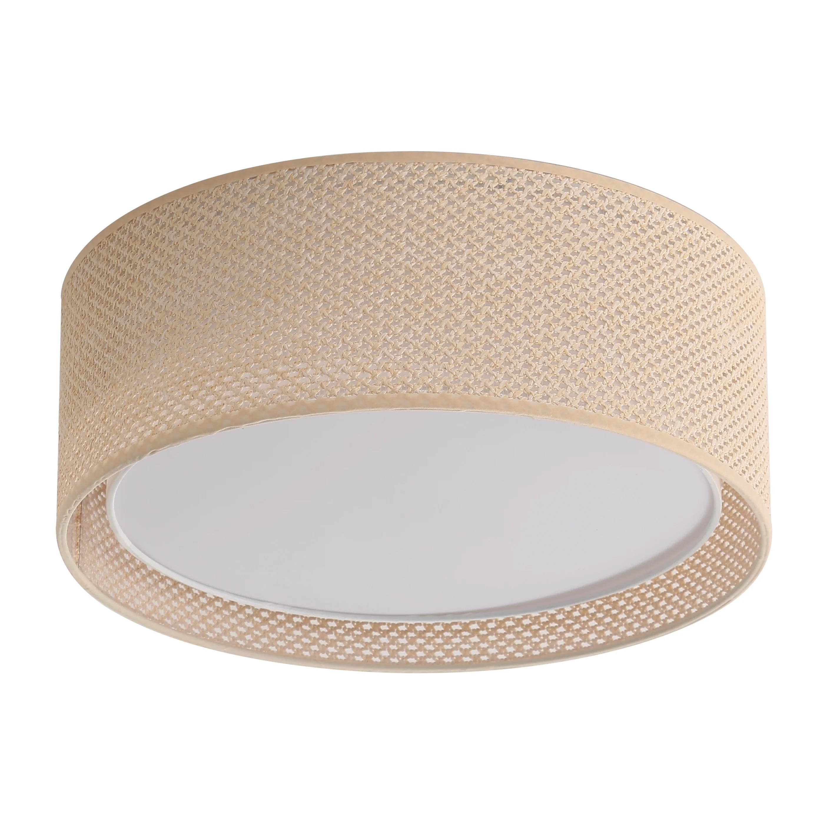 LEDET 15.7 in. Yellow Flush Mount Ceiling Light Rattan Weaving Shade Home Decor Pendant Lighting