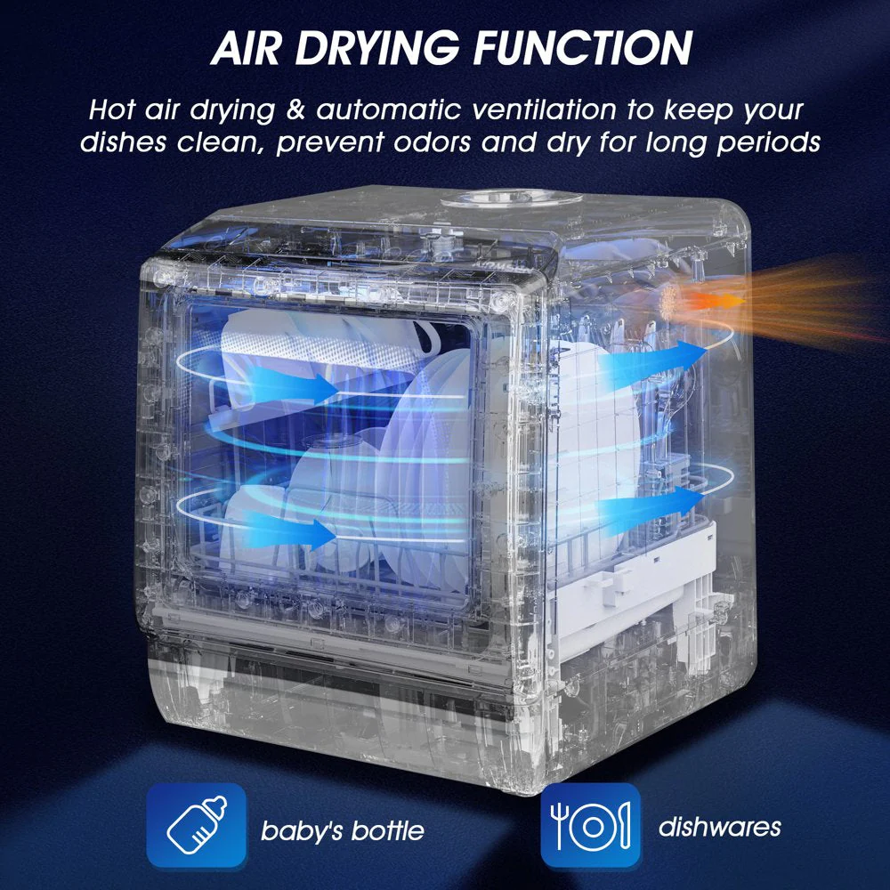 Portable Countertop Dishwasher with 5-Liter Built-In Water Tank and Air-Dry Function 5 Washing Programs