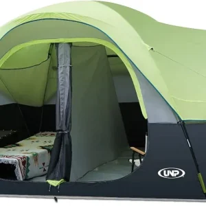 UNP Camping Tent 10-Person-Family Tents, Parties, Music Festival Tent, Big, Easy Up, 5 Large Mesh Windows, Double Layer, 2 Room, Waterproof, Weather Resistant, 18ft x 9ft x78in
