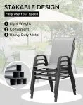 Ataucjin Stackable Dining Chairs Set of 4, High-Back Patio Dining Chairs Set, Outdoor Chairs with Textilene Fabric & Metal Frame for Lawn Backyard Deck Garden