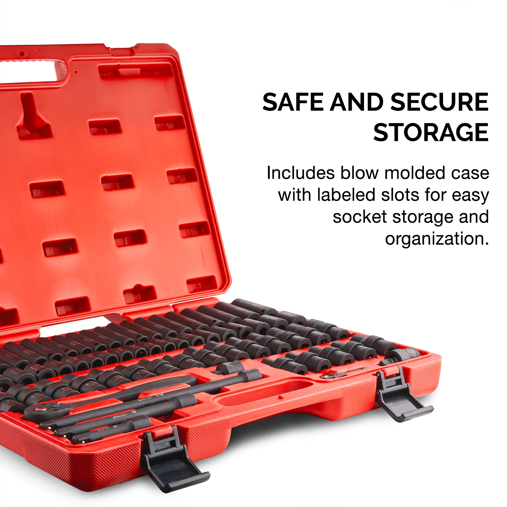 NEIKO 02471A Impact Socket Set, 3/8- Drive, 67 Piece, Metric and Standard Master Socket Set with Shallow & Deep Sockets, Ratchet, Swivel Sockets, Extension Bars, Adapters, Cr-V & Cr-Mo