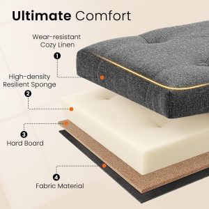 Furniliving Modern Storage Ottoman Bench, Sherpa Ottoman End of Bed Bench with Solid Wood Legs Upholstered Ottoman Benches with Storage Indoor Bench for Living Room with Rolled Arm, Entryway, White