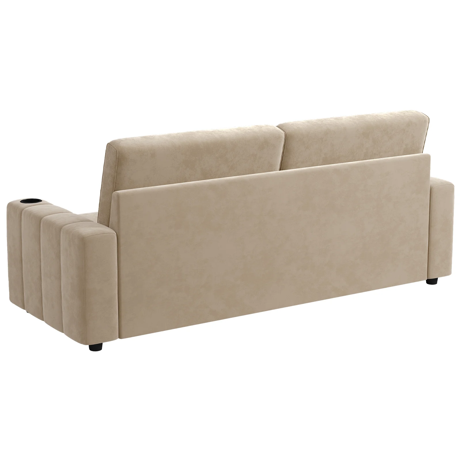 87-Large Loveseat Sofa, 3 Seater Couch with Storage, Velvet Fabric Deep Seat Sofa with Pillow& Cup Holders, Modern Comfy Sofa with USB& Type-C Ports, Home Sofa Couch for Living Room Bedroom