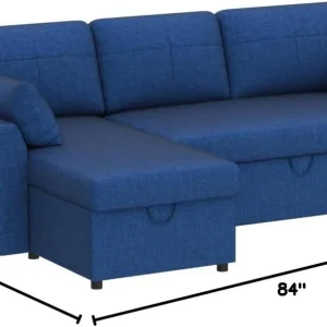 VanAcc Sofa Bed, Sleeper Sofa with Storage Chaise 2 in 1 Pull Out Couch Living Room