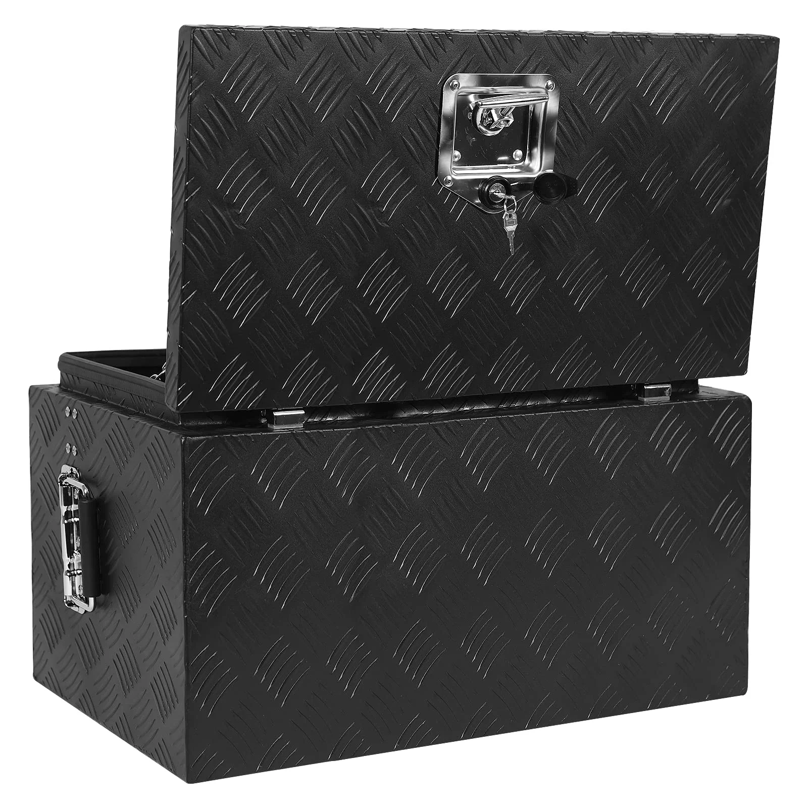 TROPOW 24-Inch Aluminum Diamond Plate Tool Chest -C Lockable Underbody Storage Box for Trucks, RVs, and Trailers