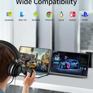 Laptop Screen Extender - 15.6" FHD 1080P Portable Monitor for Laptop, Detachable & Plug and Play Dual Laptop Monitor Extender for 13"-17.3" Laptops, Compatible with Wins/Mac/Android/Chrome