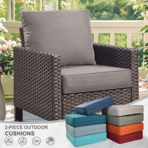 Bellefurn Outdoor Deep Seat Cushion 24 X 24 X 6 inch for Patio Furniture,Outdoor Chair Cushions Waterproof & Fade Resistant Patio Furniture Cushions for Wicker Chair, Sofa, Couch