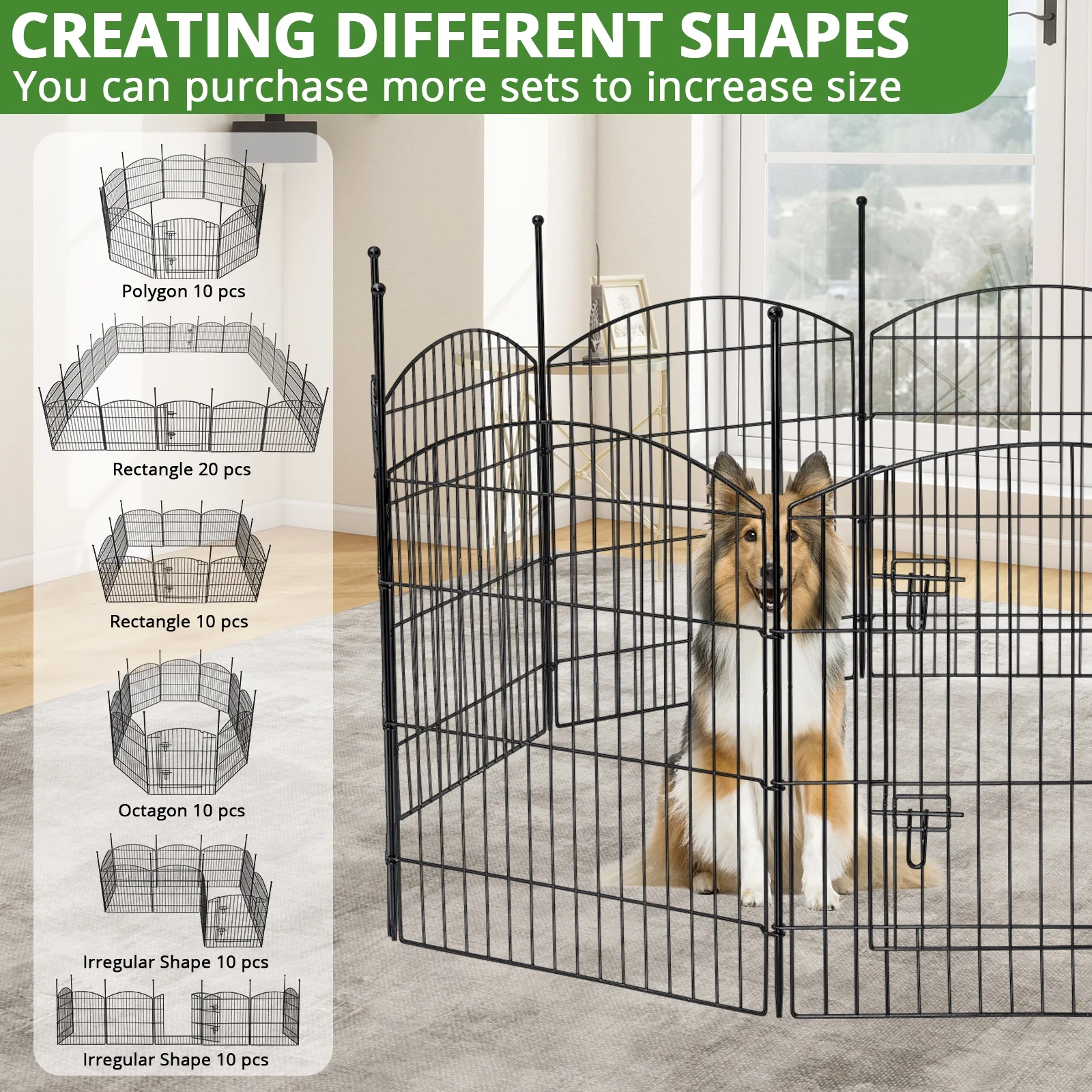 BSHAPPLUS® Garden Fence 10 Pack ,33in (H) x 24ft (L) Metal Fence,Rustproof Decorative Fence,Animal Wire Fence,Wrought Iron Fence, Outdoor Picket Fencing No-Dig for Yard, Lawn and Patio Borders