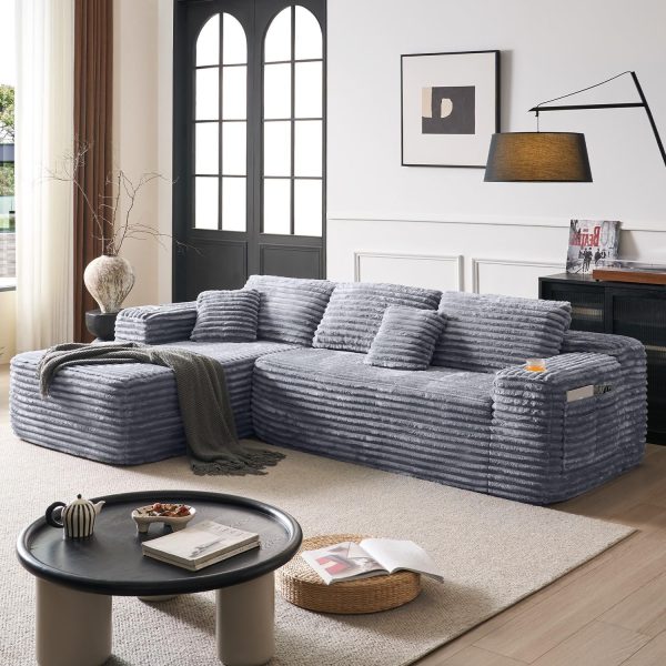 Cloud Sectional Couch with L-Shape Chaise Modern Modular Sofa Deep Seat Built-in Cup Holder