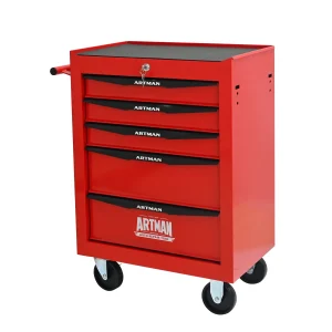 Tool Cabinets 4 Drawers Multifunctional Tool Cart with Wheels,Metal Rolling Tool Cart Storage for Garage Workshop Warehouse Repair Shop--With Stainless Steel Roof- Red&Black,Garage Tool Cabinets