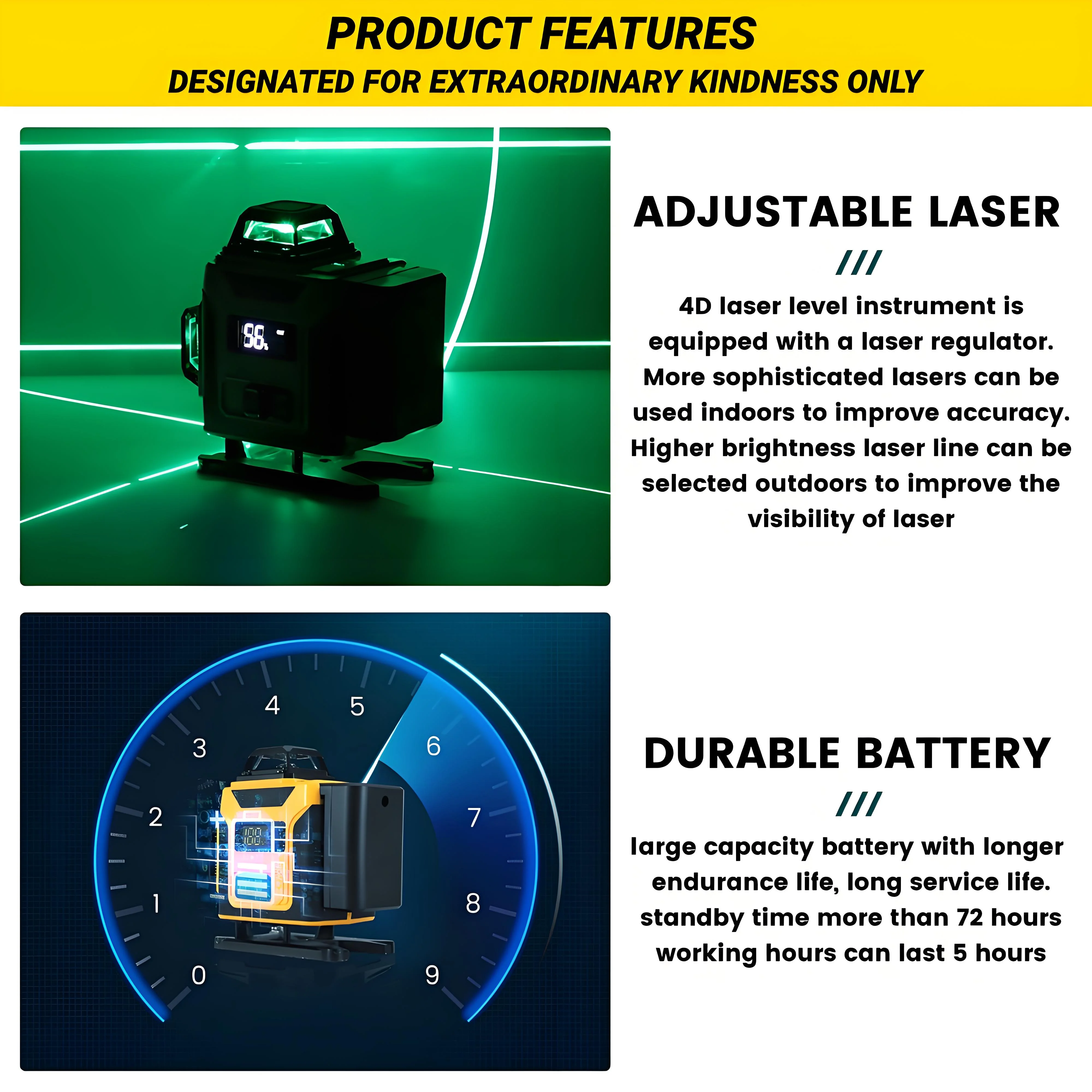 Laser Level,GOCHIFIX 16 Lines 4x360- Green Cross Laser Level Self Leveling with Tripod,Rotating Bracket,Remote Control,Lifting Platform,Rechargeable Battery and Storage Box