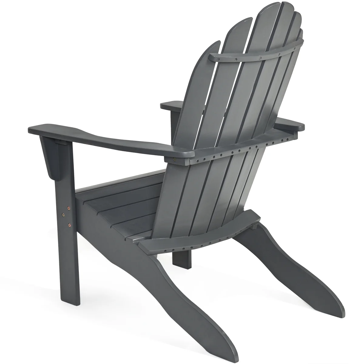 Costway Outdoor Adirondack Chair Accent Chair Solid Wood sturdy Patio Garden Deck Furniture Gray