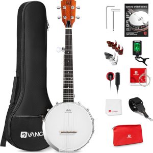 String Banjo 26 Inch MINI Travel Banjo Banjo Beginner Kit with Remo Head Open Back & Closed Solid Back with beginner Kit Comfortable Carrying Bag