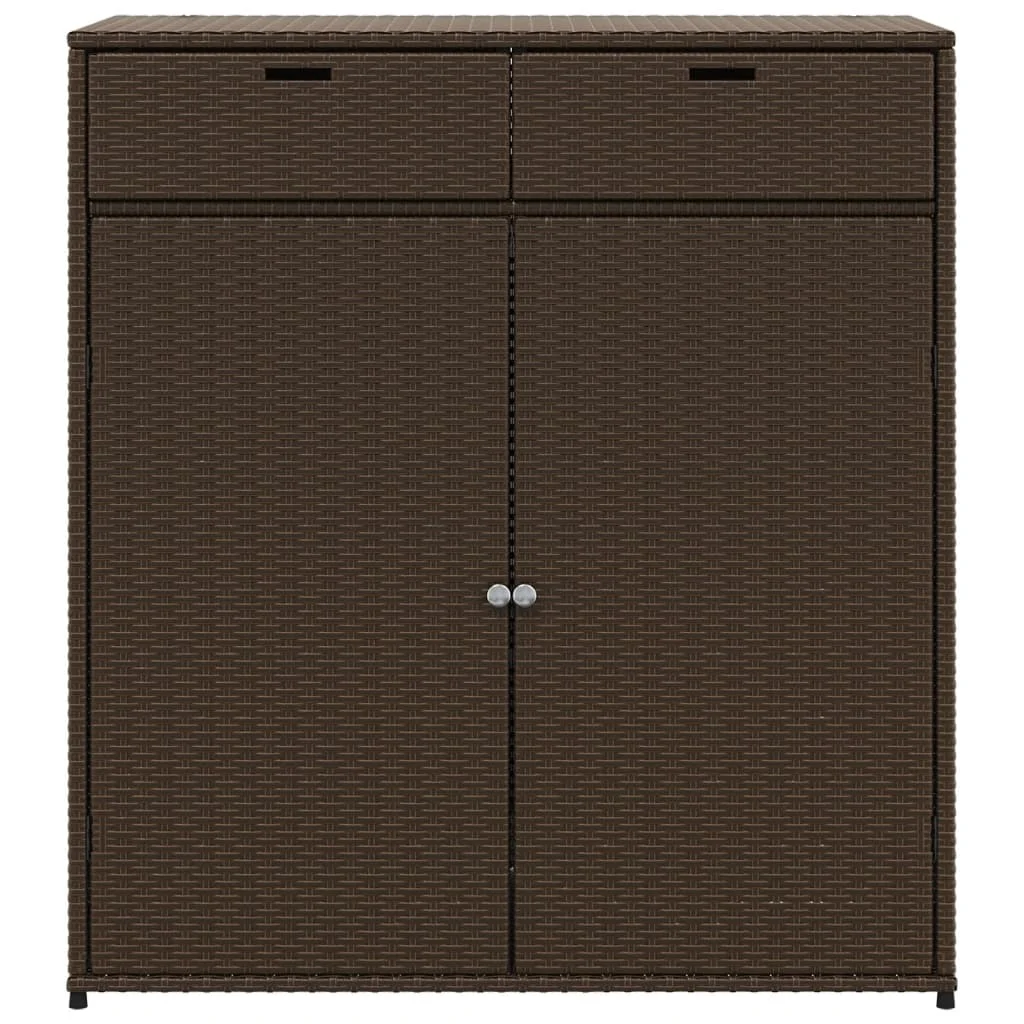 vidaXL Patio Storage Cabinet, PE Rattan Beige, 21.70 x 21.70 x 43.70 in