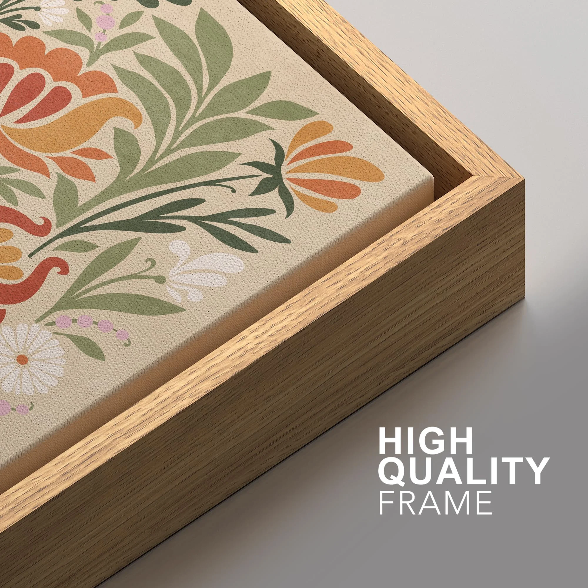 IDEA4WALL Framed Canvas Print Wall Art Set Vintage Floral Classic Botanical Illustration Abstract Garden Flowers Boho Art Modern Wall Decor Colorful Chic Artwork for Home Decor - Natural 24"x36"x2