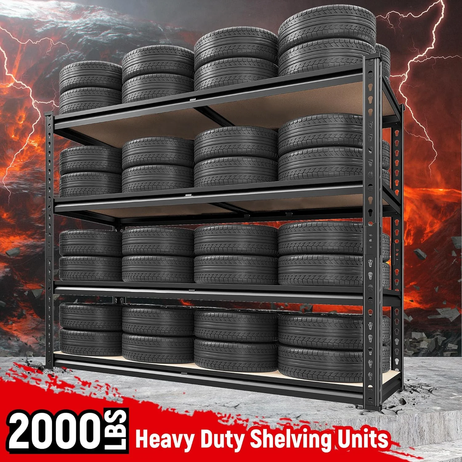 HXYHJ 40" W Garage Shelving Heavy Duty 2000LBS Storage Shelves Heavy Duty Adjustable Metal Shelves 4 Tier Metal Shelving for Closet Pantry, 40" W*20''D*60''H