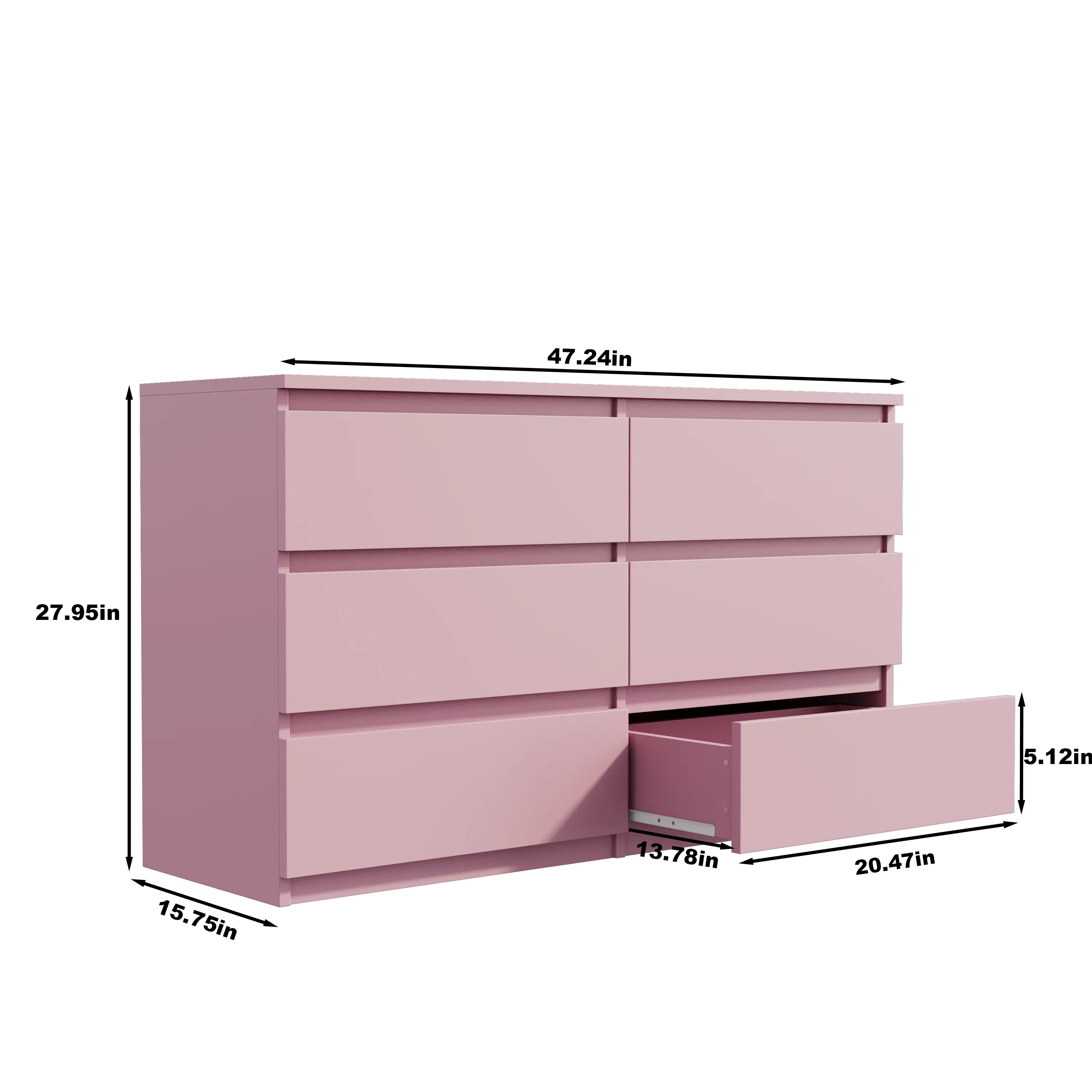 Aukfa Modern 6-Drawer Dresser Chest of Drawers Storage Cabinet for Bedroom Living Room, Green