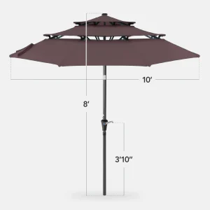 Best Choice Products 10ft 3-Tier Patio Umbrella, Market Sun Shade w/ Tilt Adjustment, Easy Crank - Red