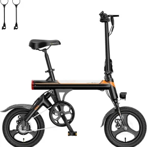 Jasion EB3 Electric Bike Adults 21mph, 500W Peak Motor, 270Wh Battery, Rear Suspension, 3 Levels Assist, 14′′ Folding Ebike for Adults and Teens, Complies to UL2849
